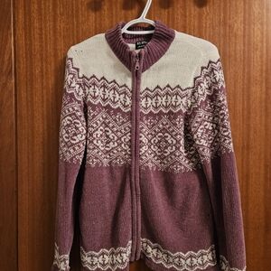 Women's Purple and Cream Cardigan Sweater